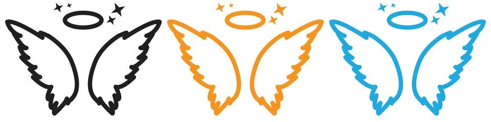 Angel wing vector logo set collection for web app ui Illustration