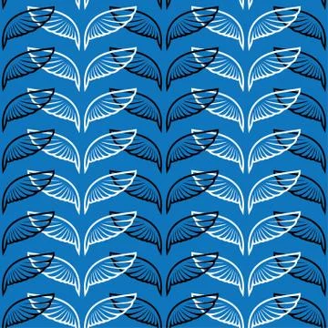 Angel wings blue sketch pattern Stock Illustration