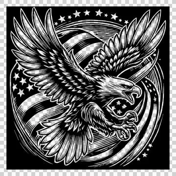 Angel Wings Circle Frame star line drawing black white art Stock Illustration