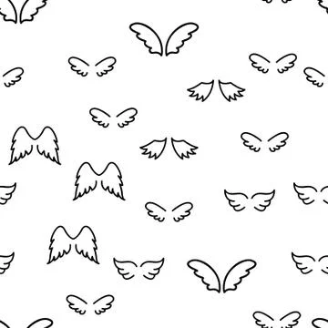 Angel Wings Flying Vector Seamless Pattern Illustrazione stock