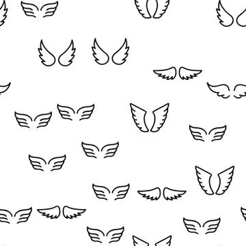 Angel Wings Flying Vector Seamless Pattern Stock Illustration