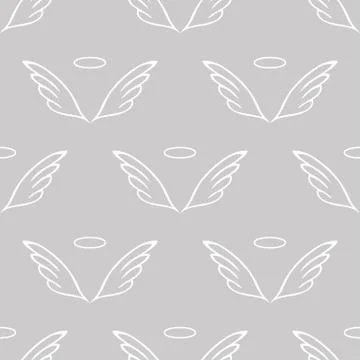 Angel wings gray sketch pattern Stock Illustration