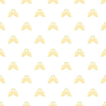 Angel wings with halo repeating pattern illustration Illustrazione stock