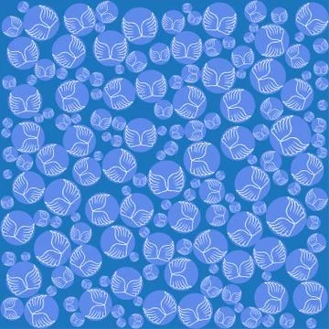 Angel wings seamless blue pattern Stock Illustration