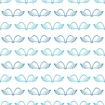 Angel wings seamless sketch pattern Stock Illustration