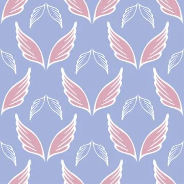 Angel wings seamless sketch pattern Stock Illustration