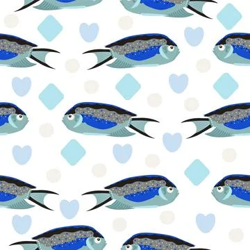 Angelfish, colorful seamless pattern Stock Illustration
