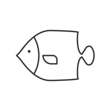 Angelfish icon, set of ocean life, line design vector Stock Illustration