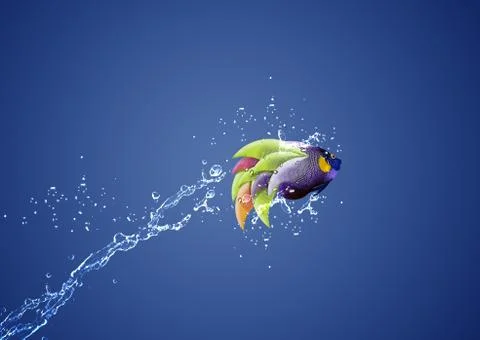 Angelfish jumping Stock Photos