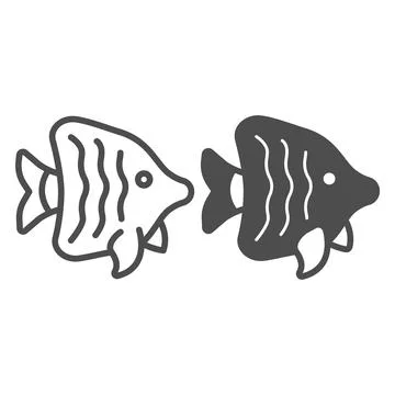 Angelfish line and solid icon, worldwildlife concept, peppermint angelfish Illustrazione stock