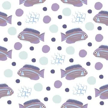 Angelfish, seamless pattern Stock Illustration