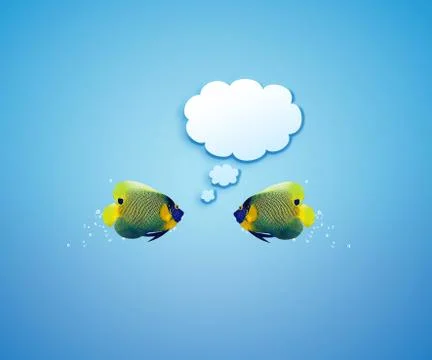 Angelfish with speech bubbles. Stock Photos