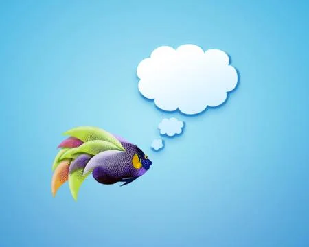 Angelfish with speech bubbles. Stock Photos