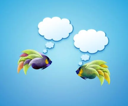 Angelfish with speech bubbles. Stock Photos