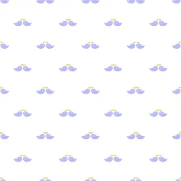 Angelic mustache pattern with halo on white background Stock Illustration