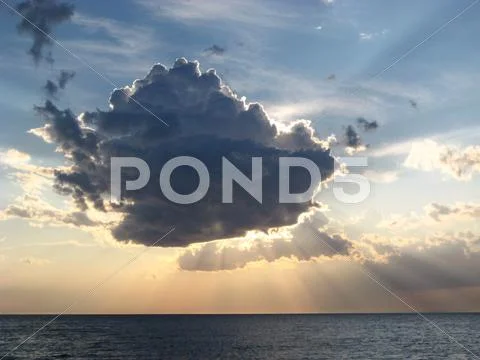Angelic Sunset Over Lake Michigan Stock Photos