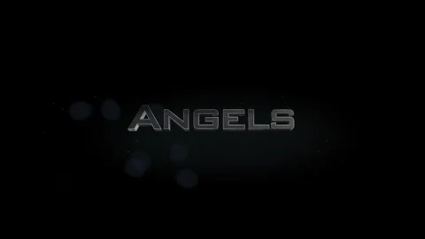 Angels 3D title metal text on black alpha channel background Stock Footage 255895035