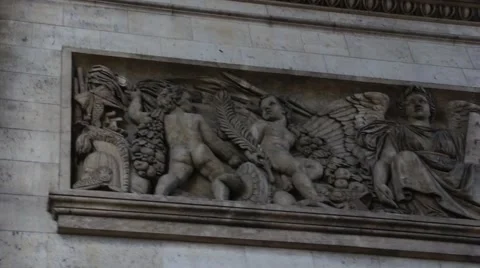 Angels and Demons Embedded Sculpture - Paris, France Stock Footage 40157973