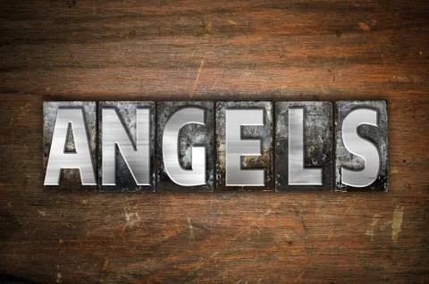 Angels Concept Metal Letterpress Type Stock Illustration