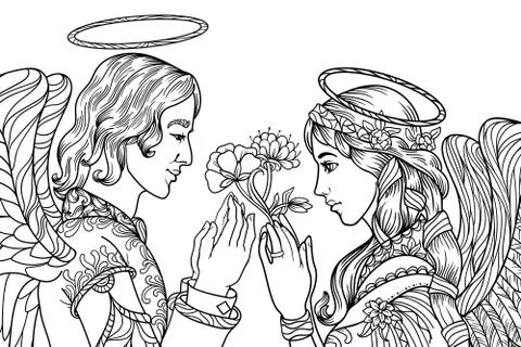 Angels couple Stock Illustration