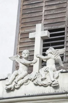 Angels with Cross Stock Photos