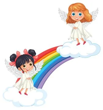 Angels on Rainbow Bridge Stock Illustration