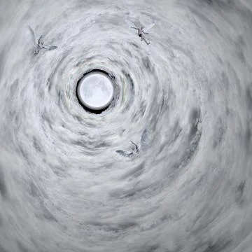 Angels soars in tunnel of clouds Stock Illustration