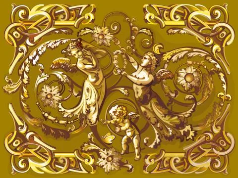 Angels in style of a baroque Stock Illustration