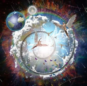 Angels in time Stock Illustration