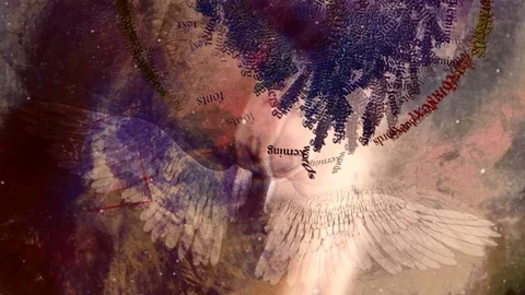 Angels Wings and text on abstract background Vidéo 129104255