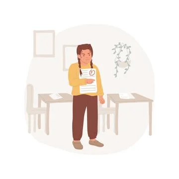 Anger about grades isolated cartoon vector illustration. Stock Illustration