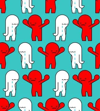 Anger and sadness pattern seamless. One screams at other background. Concep.. Stock Illustration