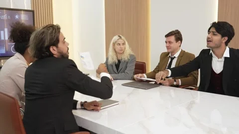Anger and serious argument in ornamented office concept. Stock Footage 277217375