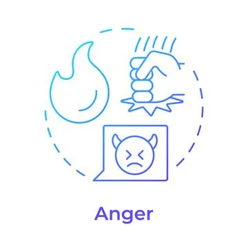 Anger blue gradient concept icon Stock Illustration