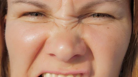 Anger expression on female face Stock-Footage 124629601
