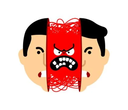 Anger inside head human. rage in head Stock Illustration