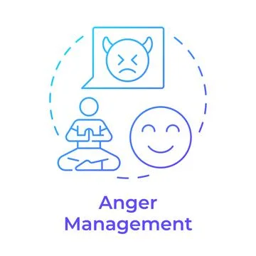 Anger management blue gradient concept icon Stock Illustration