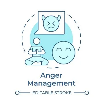 Anger management soft blue concept icon Stock Illustration