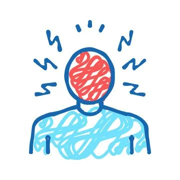 Anger psychological problems icon doodle illustration 库存插图