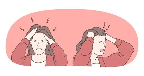 Anger, rage, headache concept 库存插图