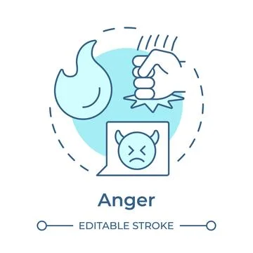 Anger soft blue concept icon Stock Illustration