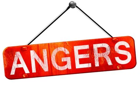 Angers, 3D rendering, a red hanging sign Stock Illustration