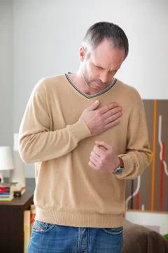 Angina pectoris, man Foto stock