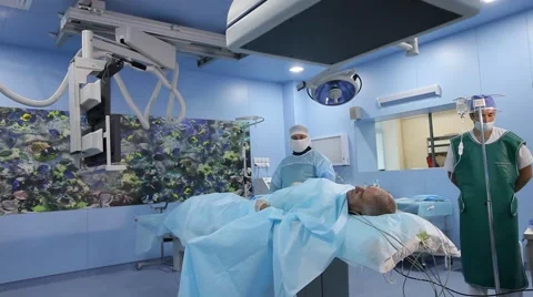 Angiographic operating: Angiographic device in work (general plan shot on dolly) Stock Footage 45462261