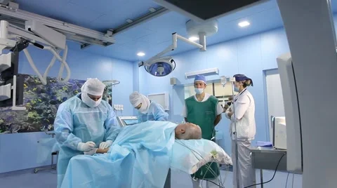 Angiographic operating: version № 4 of the long shot of surgery (on dolly) Stock Footage 45460892