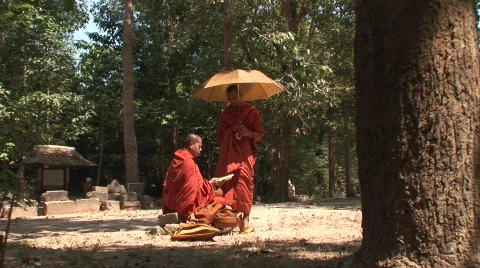 Angkor Buddhist monks Stock Footage 527330