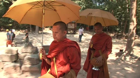 Angkor Buddhist monks Stock Footage 527342