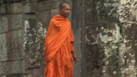 Angkor Buddhist monks Stock Footage 527657