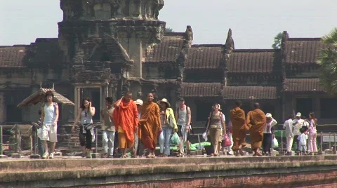 Angkor Buddhist monks Stock Footage 535055