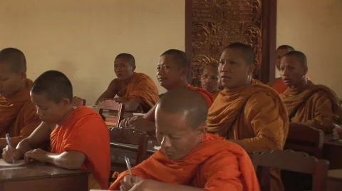 Angkor Buddhist monks Stock Footage 535718